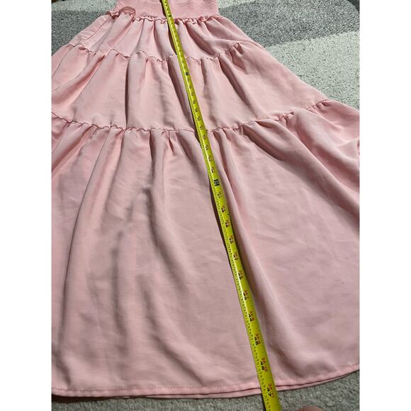 Francesca's Mi Ami Tiered Tank Maxi Dress Womens Size Small Shirred Ruched Pink - Picture 3 of 9